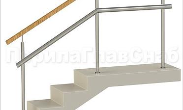 Ограждения с квадратным деревянным поручнем и дополнительным поручнем без ригелей купить в Алматы