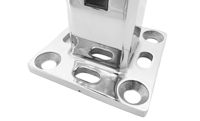 Стеклодержатель напольный 45х50х160 мм, для стекла 10-12 мм, литой, плоский, без сверления, нержавеющая сталь AISI 304, полированная k275-5 7 Стеклодержатель напольный 45х50х160 мм, для стекла 10-12 мм, литой, плоский, без сверления, нержавеющая сталь AISI 304, полированная k275-5 7