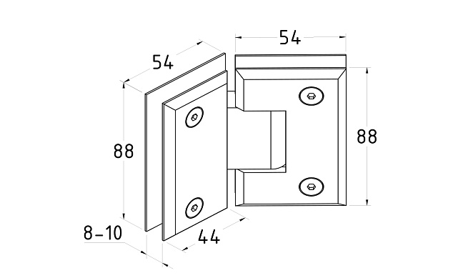 Петля для душевой кабины стекло-стекло 135° 90х55 мм цинк, полированная t302 PZn 4 Петля для душевой кабины стекло-стекло 135° 90х55 мм цинк, полированная t302 PZn 4