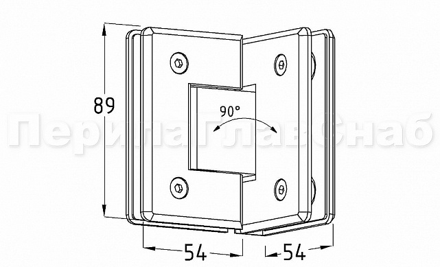 Петля для душевой кабины стекло-стекло 90° 90х55 мм цинк, полированная t304 PZn 3 Петля для душевой кабины стекло-стекло 90° 90х55 мм цинк, полированная t304 PZn 3