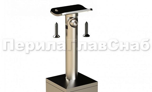 Готовая стойка 40х40х950 мм, деревянная, со вставками из нержавеющей стали 2х100 мм с 4 зажимными стеклодержателями, под золото k740-3-G 5