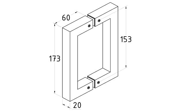 Ручка-скоба 171х20х20 мм, нержавеющая сталь AISI 304, полированная t667 PSS 2