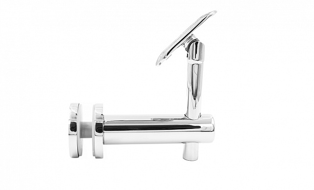 Выносной держатель поручня на стекло 8-20 мм, регулируемый, с ложементом, полированный, (AISI 304) k241-5 8 Выносной держатель поручня на стекло 8-20 мм, регулируемый, с ложементом, полированный, (AISI 304) k241-5 8