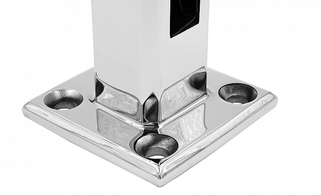 Стеклодержатель напольный 50х50х160 мм, литой, плоский, без сверления, нержавеющая сталь AISI 304, полированная k275-3 7 Стеклодержатель напольный 50х50х160 мм, литой, плоский, без сверления, нержавеющая сталь AISI 304, полированная k275-3 7