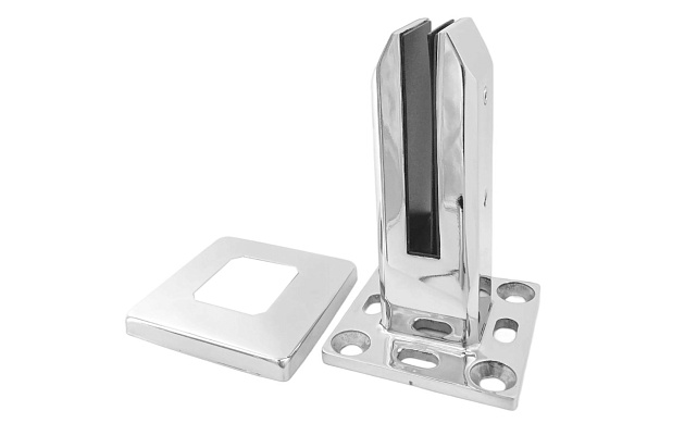 Стеклодержатель напольный 45х50х160 мм, для стекла 10-12 мм, литой, плоский, без сверления, нержавеющая сталь AISI 304, полированная k275-5 12 Стеклодержатель напольный 45х50х160 мм, для стекла 10-12 мм, литой, плоский, без сверления, нержавеющая сталь AISI 304, полированная k275-5 12