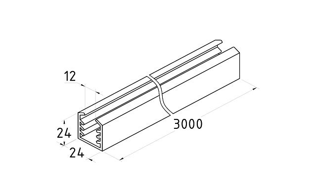 Уплотнитель в поручень с пазом 24х24 для стекла 12 мм, EPDM Фk301 3