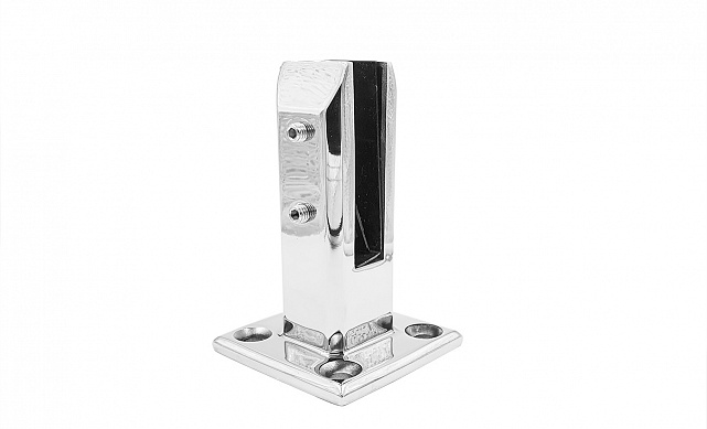 Стеклодержатель напольный 50х50х160 мм, литой, плоский, без сверления, нержавеющая сталь AISI 304, полированная k275-3 5 Стеклодержатель напольный 50х50х160 мм, литой, плоский, без сверления, нержавеющая сталь AISI 304, полированная k275-3 5