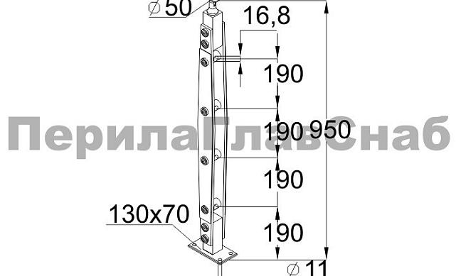 Стойка эксклюзивная с 3 ригеледержателями, крепление в пол, регулируемый ложемент (AISI 304) k783 2
