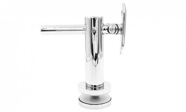 Выносной держатель поручня на стекло 8-20 мм, регулируемый, с ложементом, полированный, (AISI 304) k241-5 7 Выносной держатель поручня на стекло 8-20 мм, регулируемый, с ложементом, полированный, (AISI 304) k241-5 7