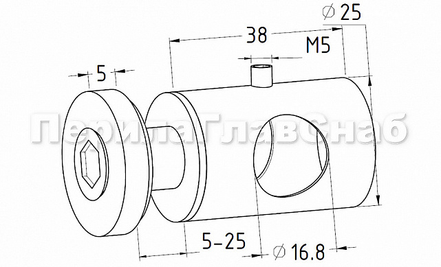 Ригеледержатель на плоскость, для ригеля Ø16 мм, полированный, штампованный (AISI 201) k032 2 Ригеледержатель на плоскость, для ригеля Ø16 мм, полированный, штампованный (AISI 201) k032 2