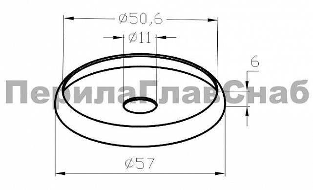 Шайба подкладочная Ø50 мм, 57х6, с отверстием Ø11 мм (AISI 201) k098 3 Шайба подкладочная Ø50 мм, 57х6, с отверстием Ø11 мм (AISI 201) k098 3