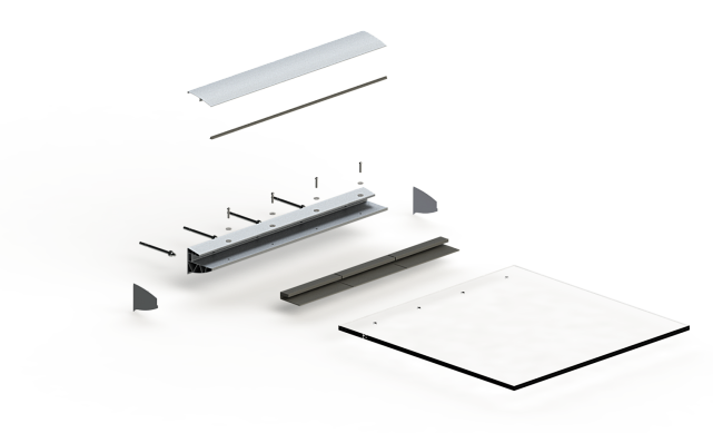 Комплект профиля козырькового анодированного, для стекла 20 мм (10+10 мм), 1000 мм  k300-20-1000 3
