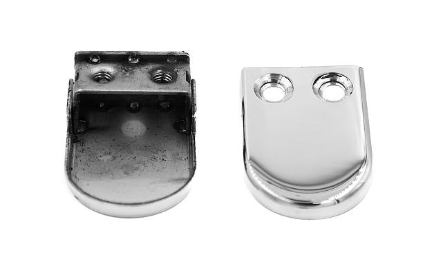 Стеклодержатель штампованный под стекло 8 мм (4+4 мм), под стойку Ø38.1 мм 40х24х55, полированный (AISI 304) k038 5