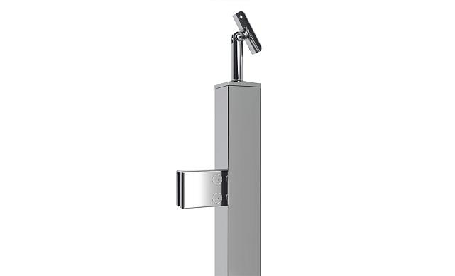 Стойка квадратная 40х40: 2 литых квадратных стеклодержателя, полированная, высота 950 мм (AISI 304) k747-L 3