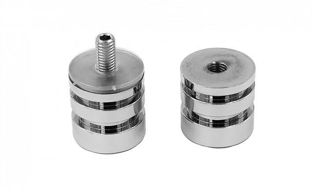 Ручка-кноб для двери 32х38 мм латунь-хром, полированная t694 PC 4