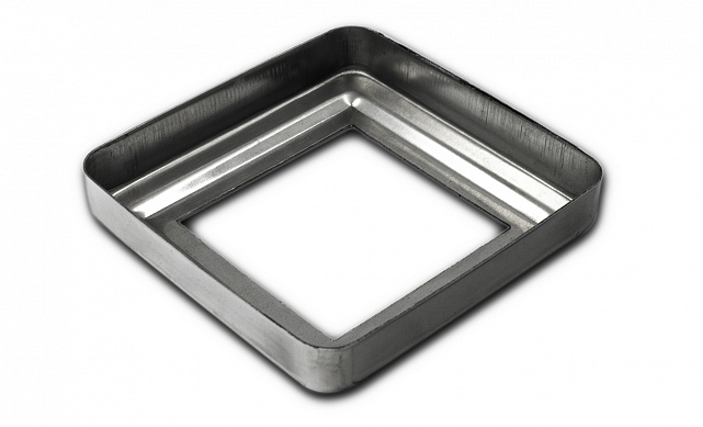 Низ стойки фигурный под трубу 50х50 мм, 83х83х0.5 мм, высота 17 мм, полированный (AISI 304) k375 3 Низ стойки фигурный под трубу 50х50 мм, 83х83х0.5 мм, высота 17 мм, полированный (AISI 304) k375 3