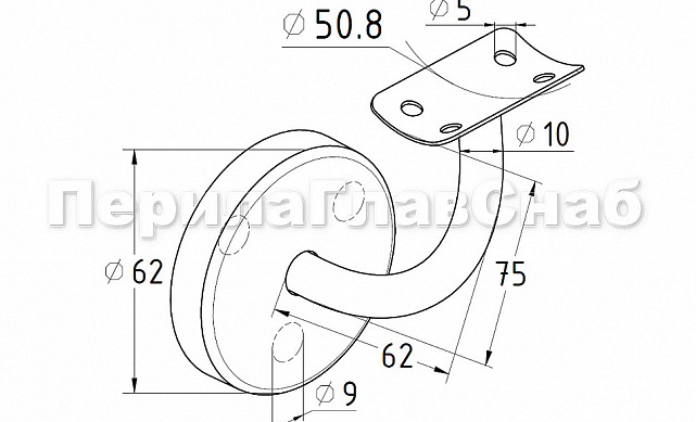 Пристенок с ложементом под Ø50,8 мм, сварной с крышкой (AISI 201) k010-4 2 Пристенок с ложементом под Ø50,8 мм, сварной с крышкой (AISI 201) k010-4 2