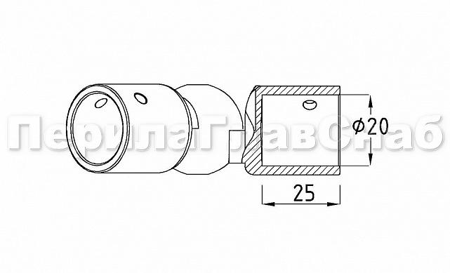 Соединитель труба-труба, шарнирный, цинк-хром полированный t915 PZn 2