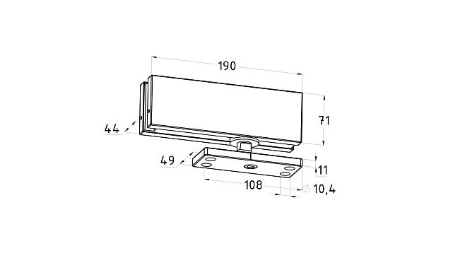 Фитинг нижний со встроенным доводчиком для стеклянной двери до 80 кг, полированный t185-2 PSS   4