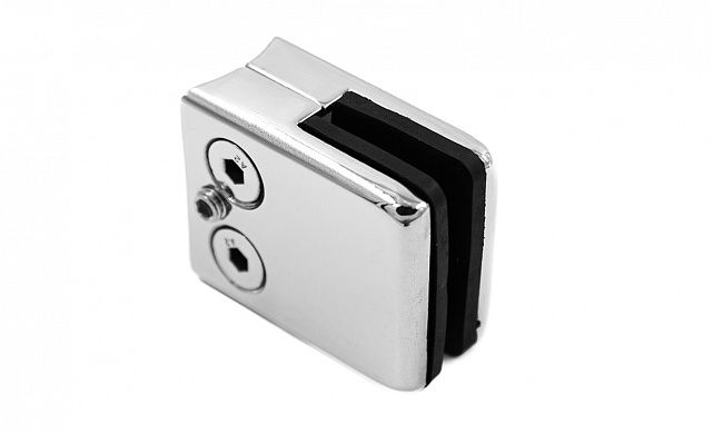 Стеклодержатель штампованный  под стекло 8 мм (4+4 мм), квадратный, под стойку Ø38.1 мм (40х24х48), полированный (AISI 304) k351 6 Стеклодержатель штампованный  под стекло 8 мм (4+4 мм), квадратный, под стойку Ø38.1 мм (40х24х48), полированный (AISI 304) k351 6