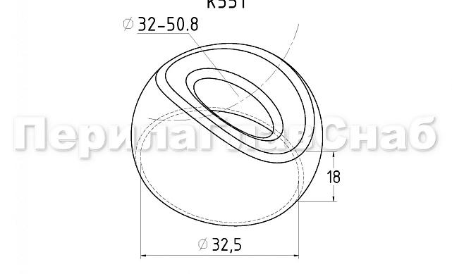 Наконечник штампованный (СПС) прямой 90° на трубу Ø32 мм, для поручня Ø38.1-50.8 мм, полированный, нержавеющий, AISI 304, k551 2