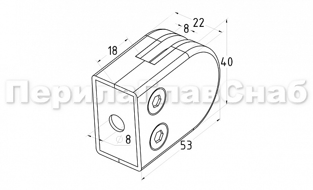 Стеклодержатель штампованный, под стекло 8 мм (4+4 мм), на плоскость 40х22х53 полированный (AISI 304) k039 2 Стеклодержатель штампованный, под стекло 8 мм (4+4 мм), на плоскость 40х22х53 полированный (AISI 304) k039 2