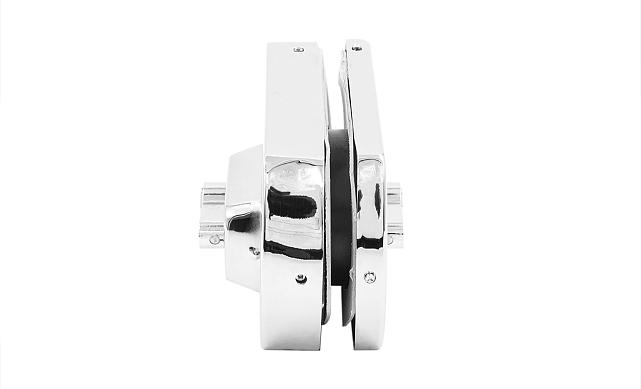 Замок для стеклянной двери вертикальный с ответной частью на стену и пол, полированный, вырез 15 t135 PSS 8