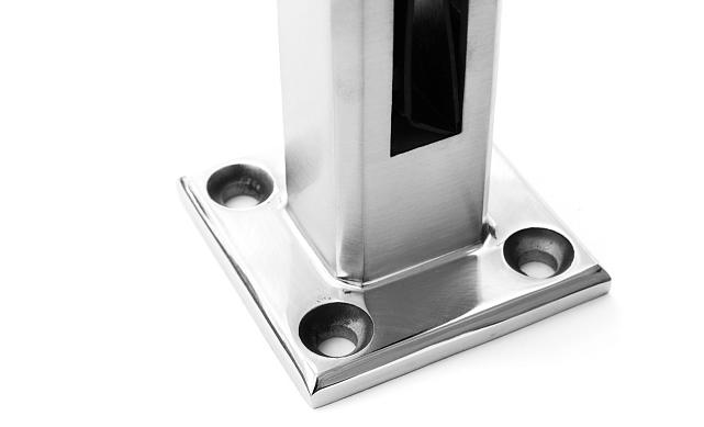 Стеклодержатель напольный 45х50х160 мм, литой, плоский, без сверления, нержавеющая сталь AISI 304, шлифованная Фk275-3 4