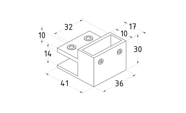 Коннектор торцевой труба-стекло, для трубы 30х10, шлиф t467 SSS 2