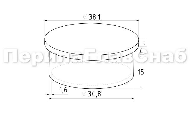 Заглушка литая плоская Ø38.1х1.5 мм, полированная, (AISI 304) k093-5 2