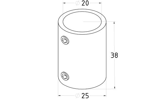 Соединитель трубы 19 мм, прямой, нержавеющая сталь AISI 304, полированная t901 PSS 3