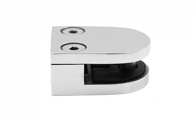 Стеклодержатель литой с вставками под стекло 8-10 мм, 4+4 мм, закругленный под стойку Ø38,1 мм (40х22х50), полированный, (AISI 304) k001-10 5 Стеклодержатель литой с вставками под стекло 8-10 мм, 4+4 мм, закругленный под стойку Ø38,1 мм (40х22х50), полированный, (AISI 304) k001-10 5