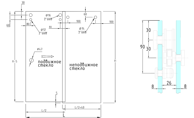Комплект раздвижной системы для стеклянной душевой, цинк, черный t401 BZn 3  Комплект раздвижной системы для стеклянной душевой, цинк, черный t401 BZn 3