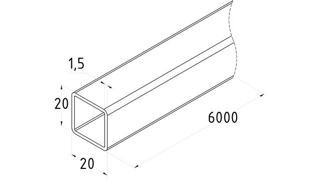 Труба нержавеющая AISI201, 20х20x1.5х6000, полированная k873-2 2