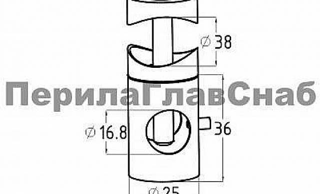 Ригеледержатель на стойку Ø38.1хØ16, облегченный, полированный, (AISI 201) k031 2 Ригеледержатель на стойку Ø38.1хØ16, облегченный, полированный, (AISI 201) k031 2
