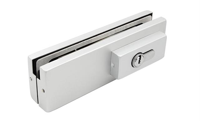 Замок для стеклянной двери угловой с круглым ригелем комплект, под алюминий t150 AL 9