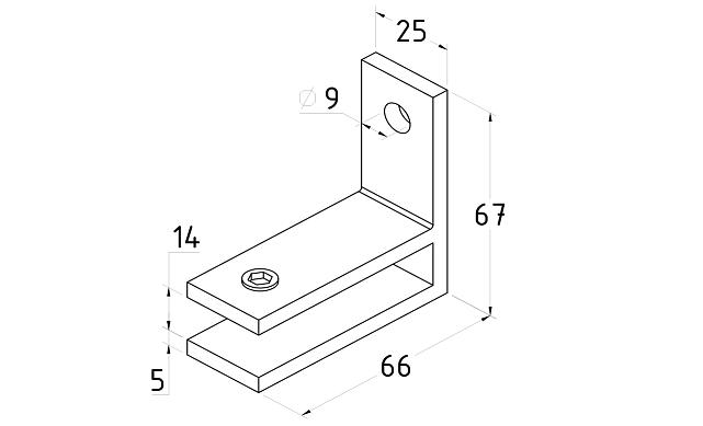 Коннектор стекло-стена верхний угловой t197 SSS 2