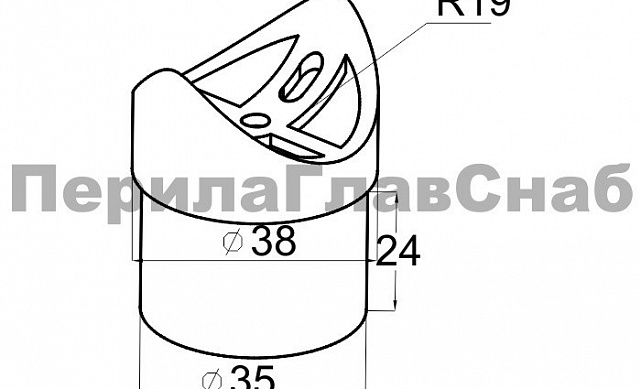 Наконечник седловина прямая 90° на стойку Ø38.1 мм, под поручень Ø38.1 мм, литая, полированная, AISI 304, k044-2 2 Наконечник седловина прямая 90° на стойку Ø38.1 мм, под поручень Ø38.1 мм, литая, полированная, AISI 304, k044-2 2