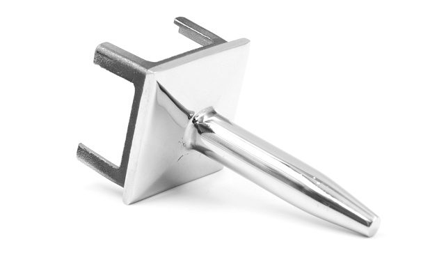 Наконечник палец (солдатик) на стойку из профильной трубы 40х40х1.5 мм, литой, усеченный, облегченный, полированный, нержавеющий AISI 304 k285-2 3 Наконечник палец (солдатик) на стойку из профильной трубы 40х40х1.5 мм, литой, усеченный, облегченный, полированный, нержавеющий AISI 304 k285-2 3