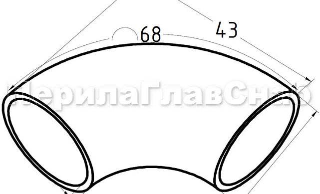 Отвод поручня Ø25.4 мм, 90°, полированный, (AISI 304) k347 2 Отвод поручня Ø25.4 мм, 90°, полированный, (AISI 304) k347 2