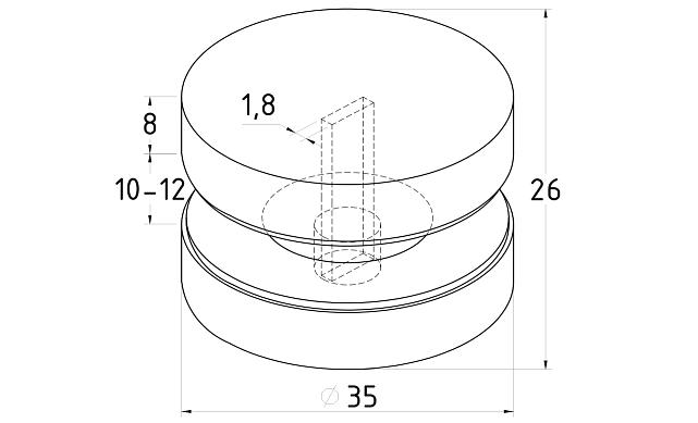 Коннектор для соединения стекол без вырезов, под стекло 10-12 мм t522 PSS 2