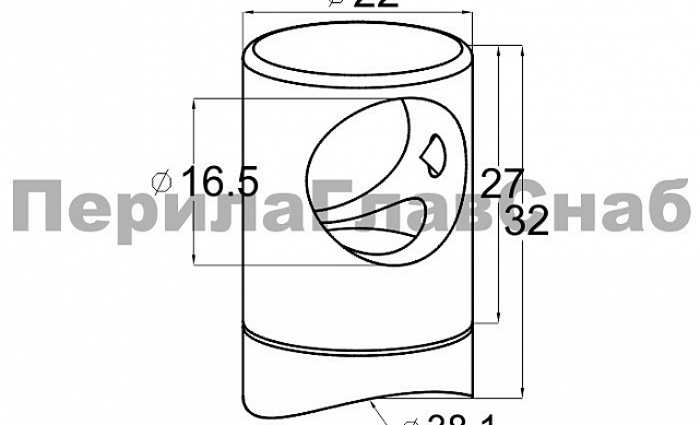Ригеледержатель на стойку Ø38.1хØ16.5 мм, полированный, литой (AISI 304) k018-5 2 Ригеледержатель на стойку Ø38.1хØ16.5 мм, полированный, литой (AISI 304) k018-5 2
