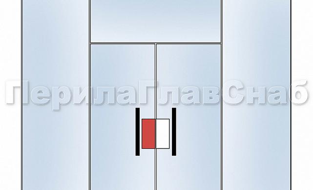 Замок центральный с прямоугольным ригелем, полированный, вырез 13 t152 PSS 2