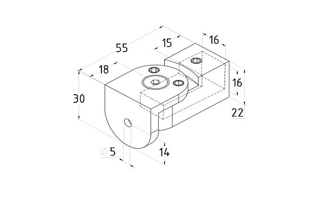 Держатель трубы регулируемый, под 15х15 мм, полированный t808 PSS 2