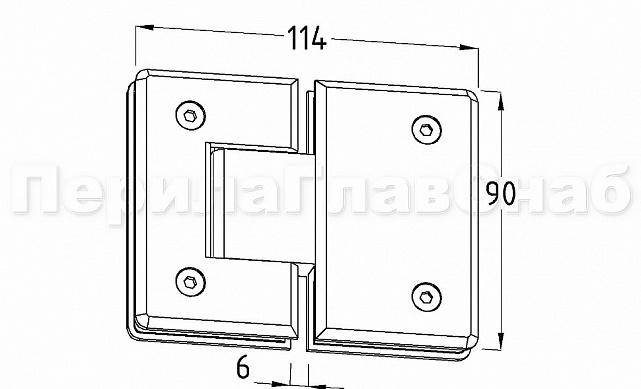 Петля для душевой кабины стекло-стекло 180° 90х55 мм, шлифованная  t303 SSS 3 Петля для душевой кабины стекло-стекло 180° 90х55 мм, шлифованная  t303 SSS 3