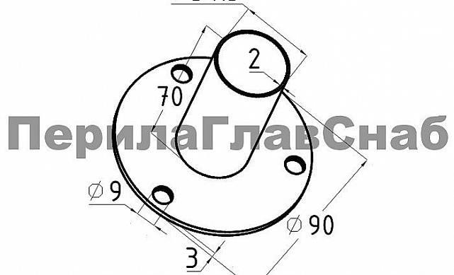 Треханкерная закладная под Ø38.1 мм, (AISI 201) k232 2 Треханкерная закладная под Ø38.1 мм, (AISI 201) k232 2