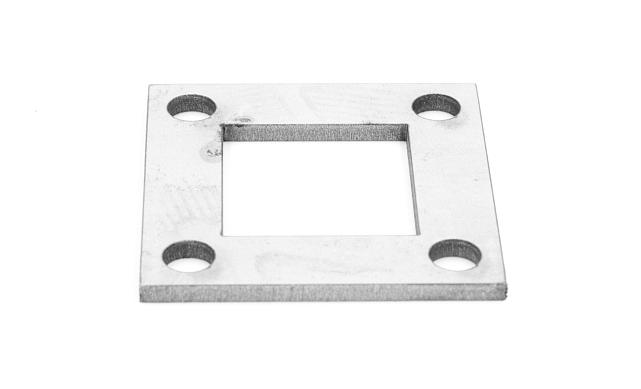 Фланец стойки 75 х75 х 5 (4,3) х AISI304, 4 отв. М10, с центральным отверстием k115-6 3