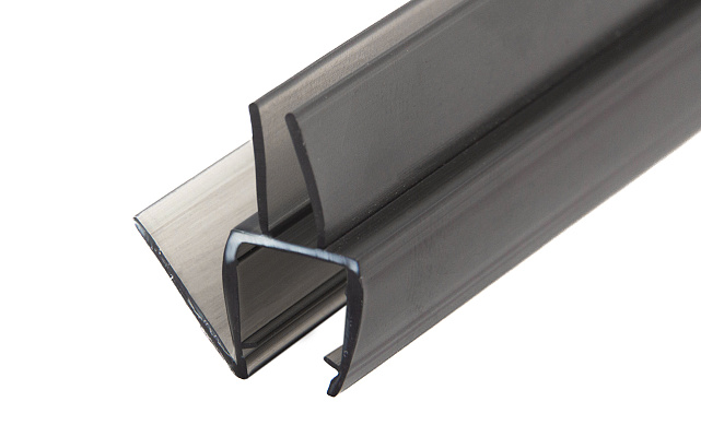 Уплотнитель для стекла 8мм, полупрозрачный черный, пол-стекло 2,2 м t206-2 BL  4