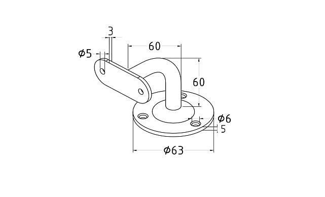 Пристенок с ложементом на плоскость, вынос 65х65, Ø60х3 мм, сварной, нержавеющая сталь AISI 304 полированная k234-5 2 Пристенок с ложементом на плоскость, вынос 65х65, Ø60х3 мм, сварной, нержавеющая сталь AISI 304 полированная k234-5 2