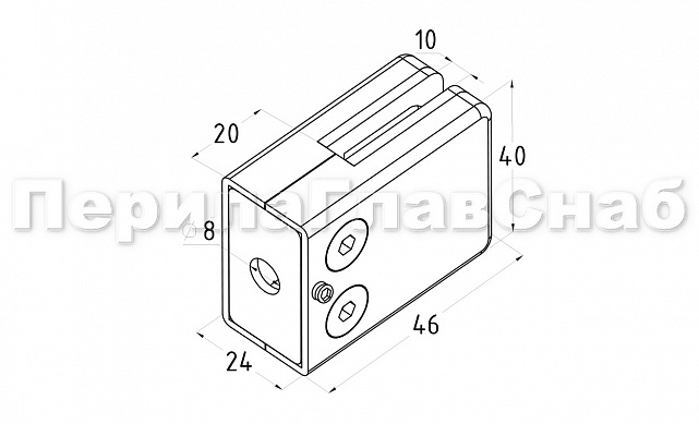 Стеклодержатель штампованный, под стекло 10 мм (5+5 мм), на плоскость 40х24х48 полированный (AISI 304) k352-10 2 Стеклодержатель штампованный, под стекло 10 мм (5+5 мм), на плоскость 40х24х48 полированный (AISI 304) k352-10 2